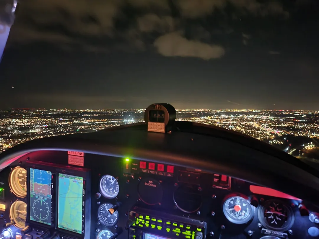 Aquila training aircraft during an evening or night flight