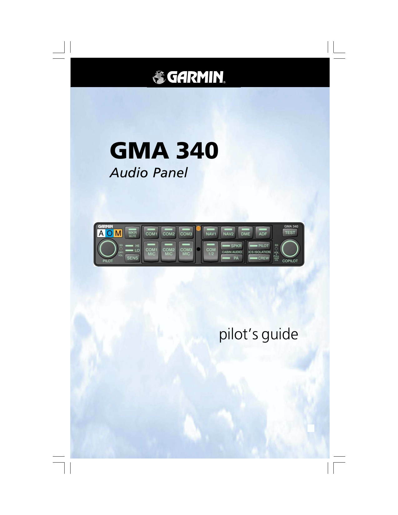 Voorpagina van GMA340AudioPanel PilotsGuide voor PH-DHA