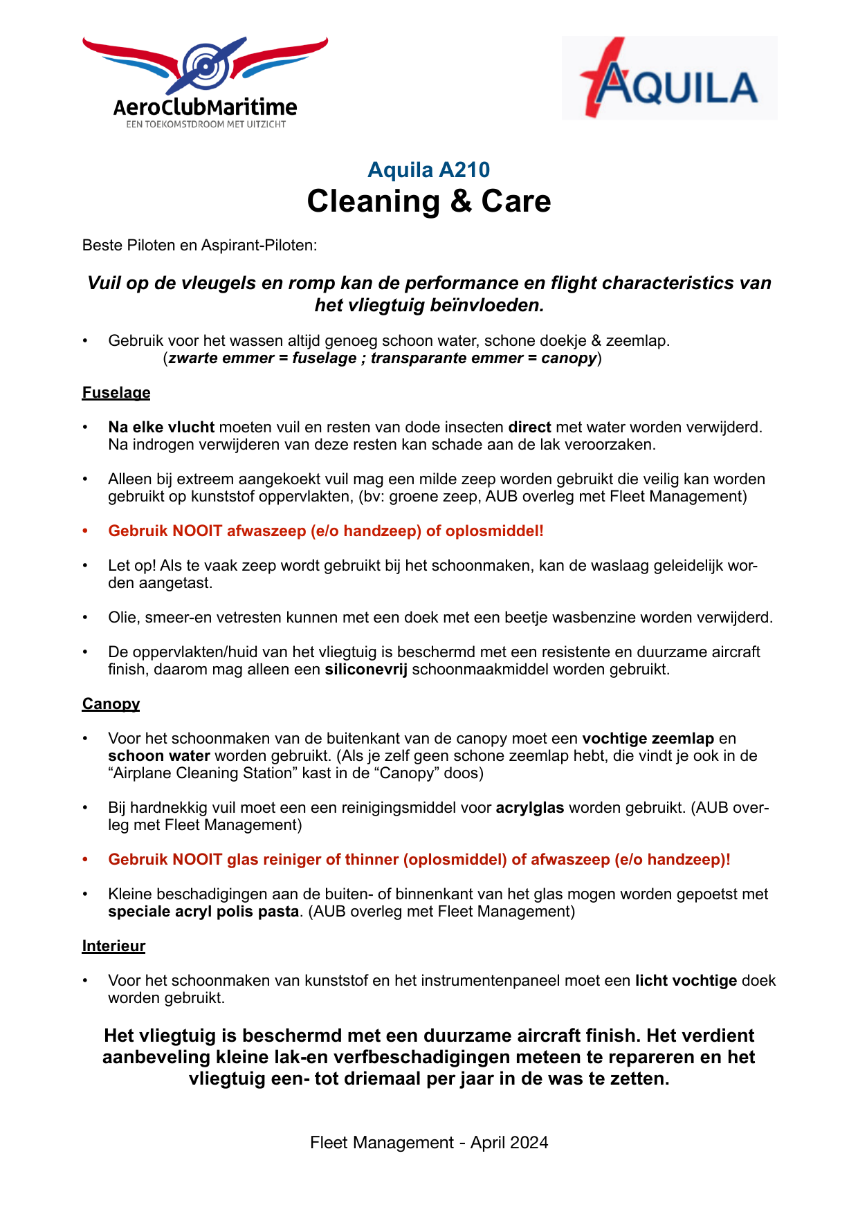 Voorpagina van Aquila Cleaning&Care voor PH-DHB
