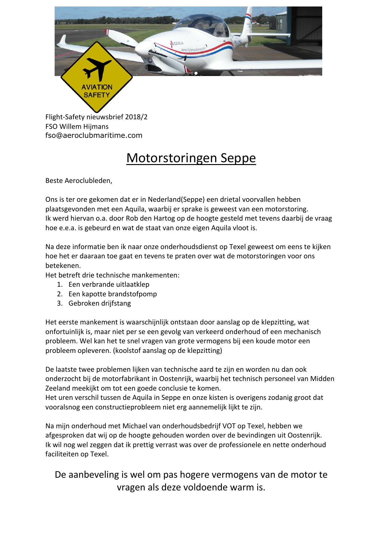 Voorpagina van safety brief 04 uit 2018