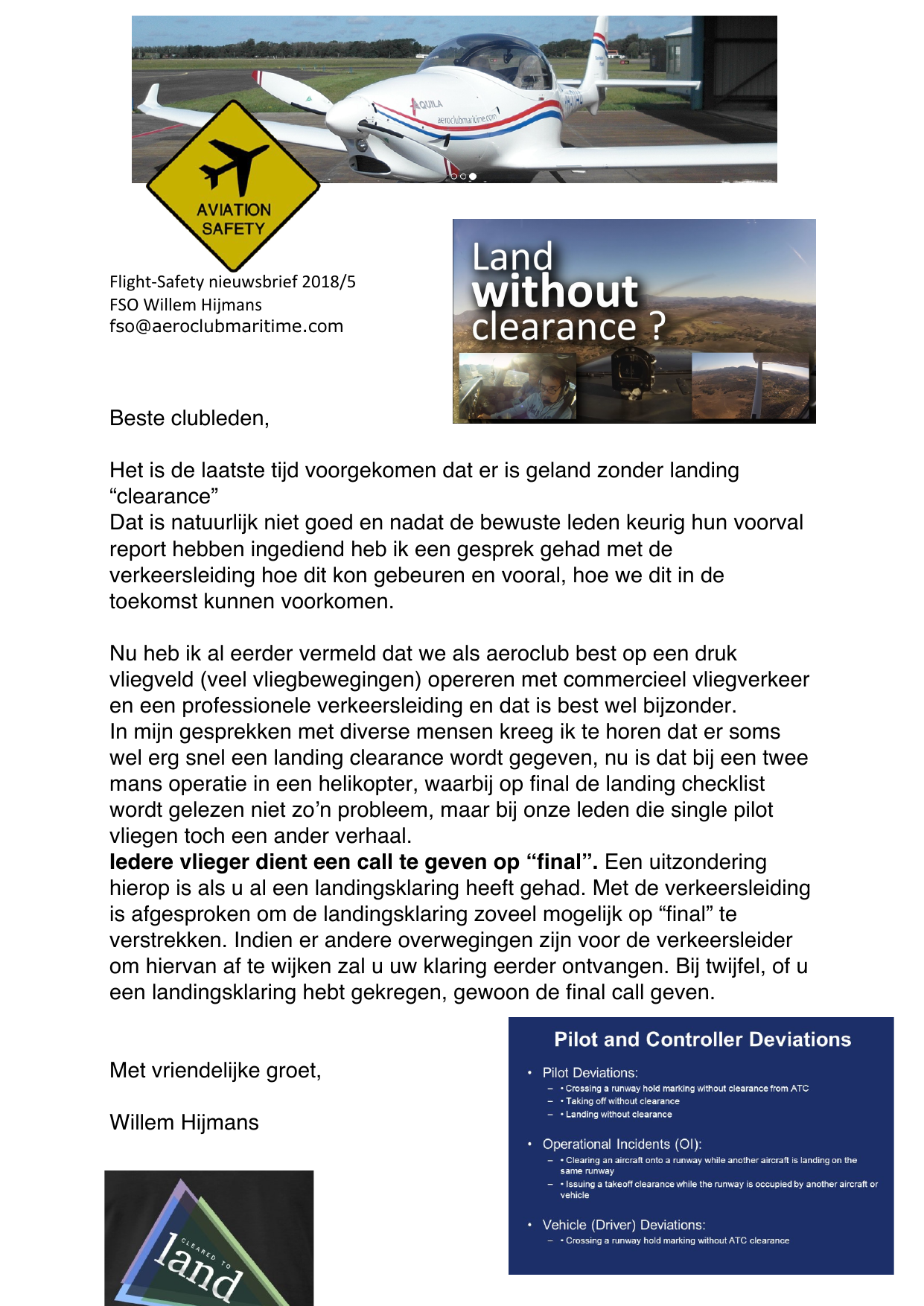 Voorpagina van safety brief 06 uit 2018