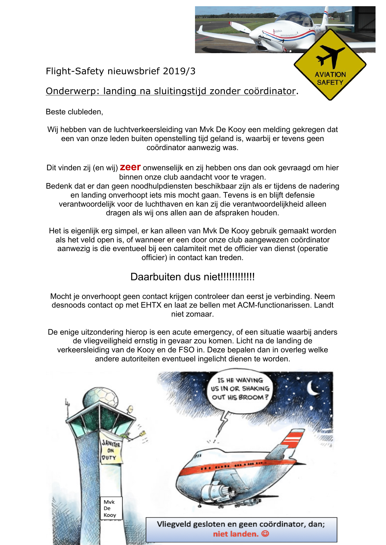 Voorpagina van safety brief 09 uit 2019