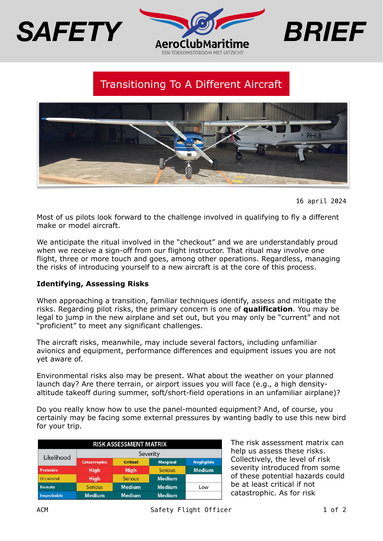 Voorpagina van safety brief 21 uit 2024