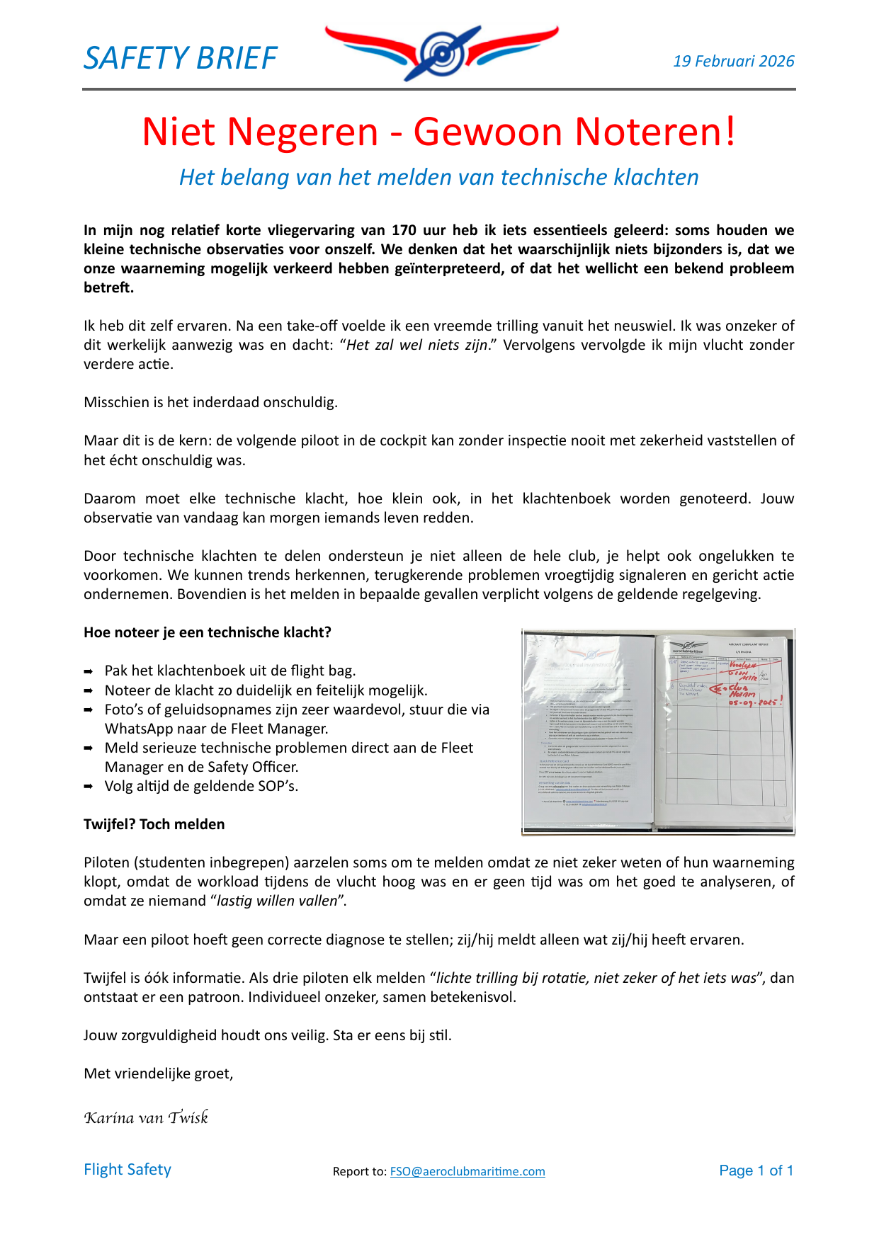 Voorpagina van safety brief 38 uit 2026