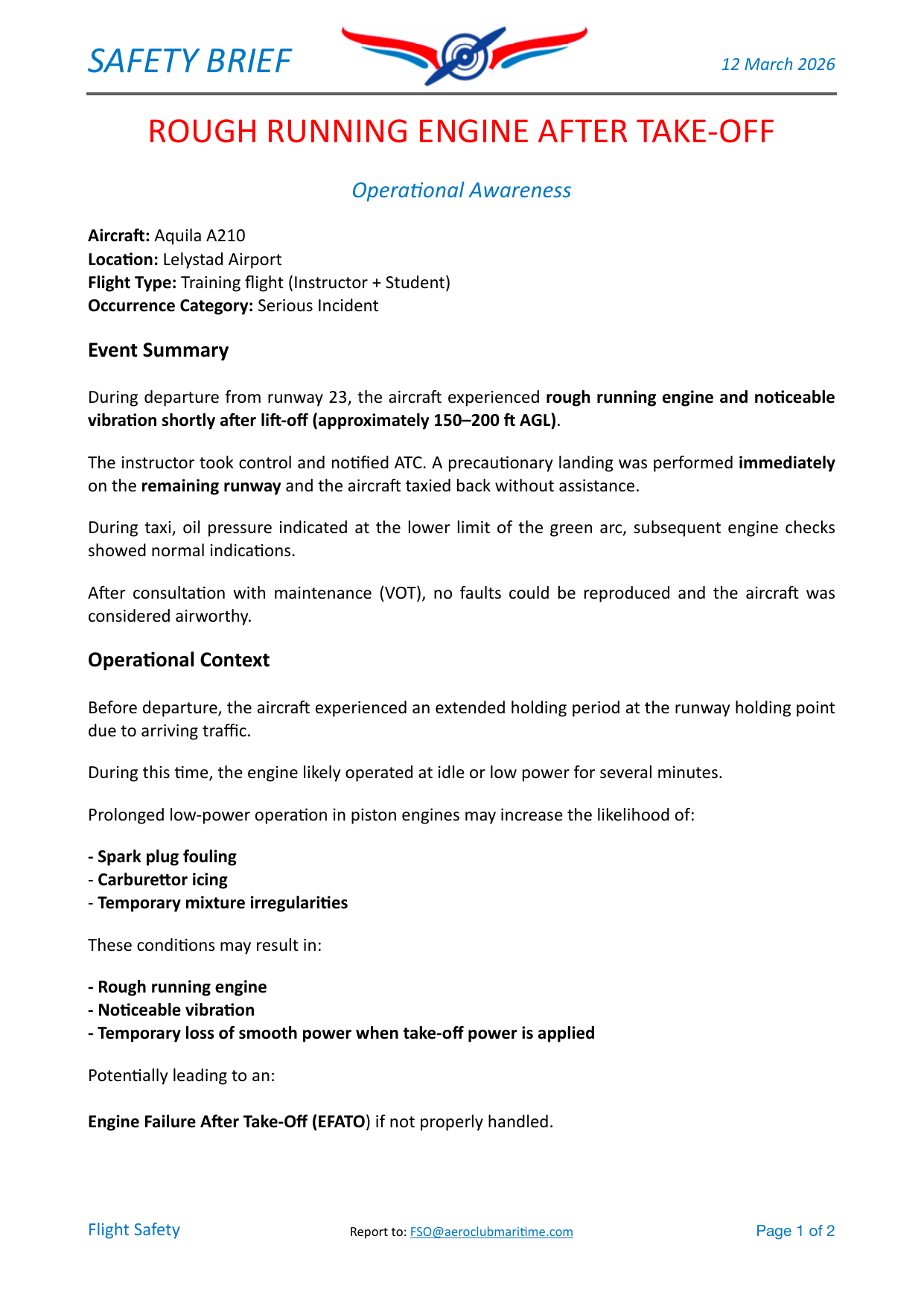 Voorpagina van safety brief 39 uit 2026