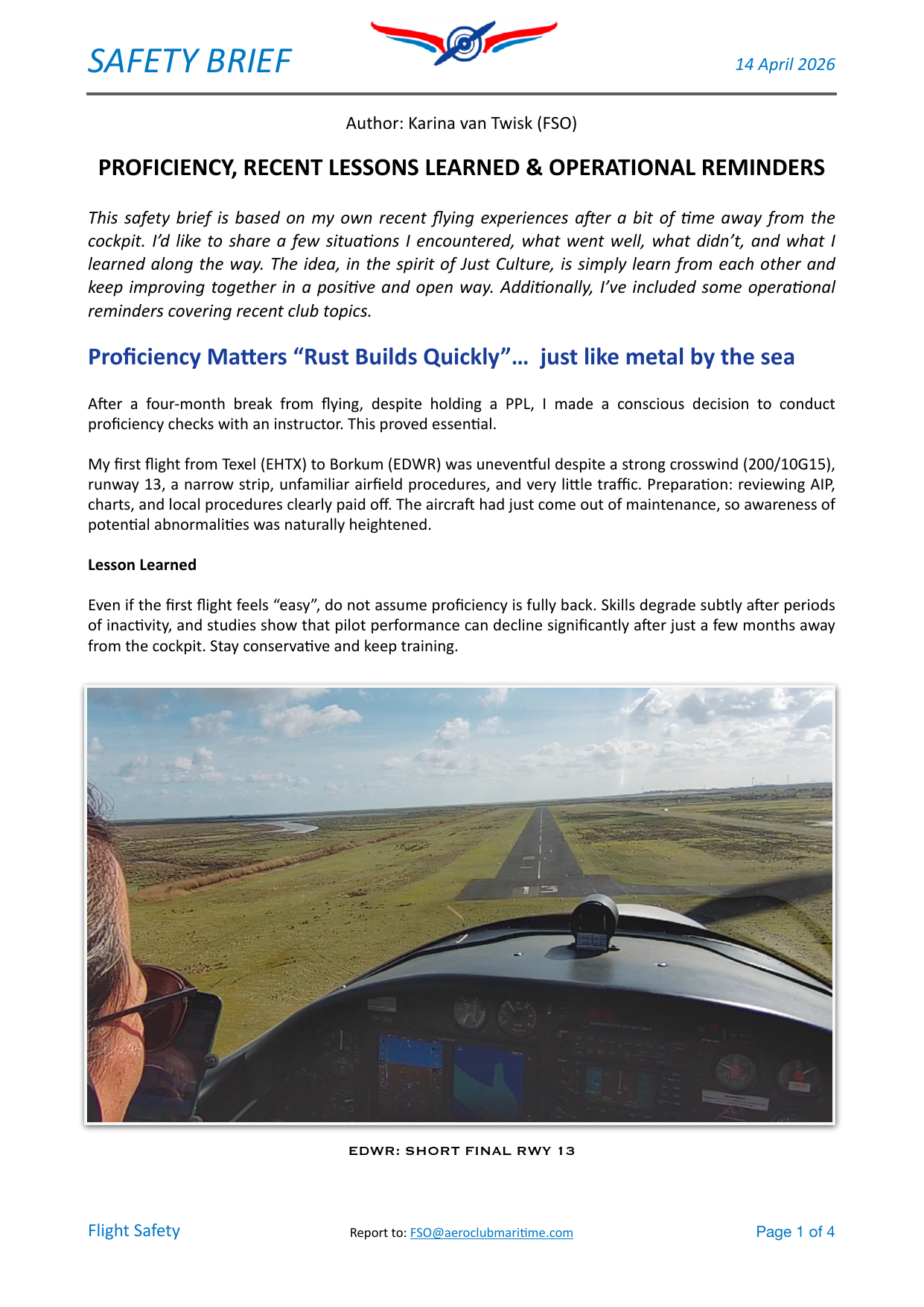Voorpagina van safety brief 40 uit 2026